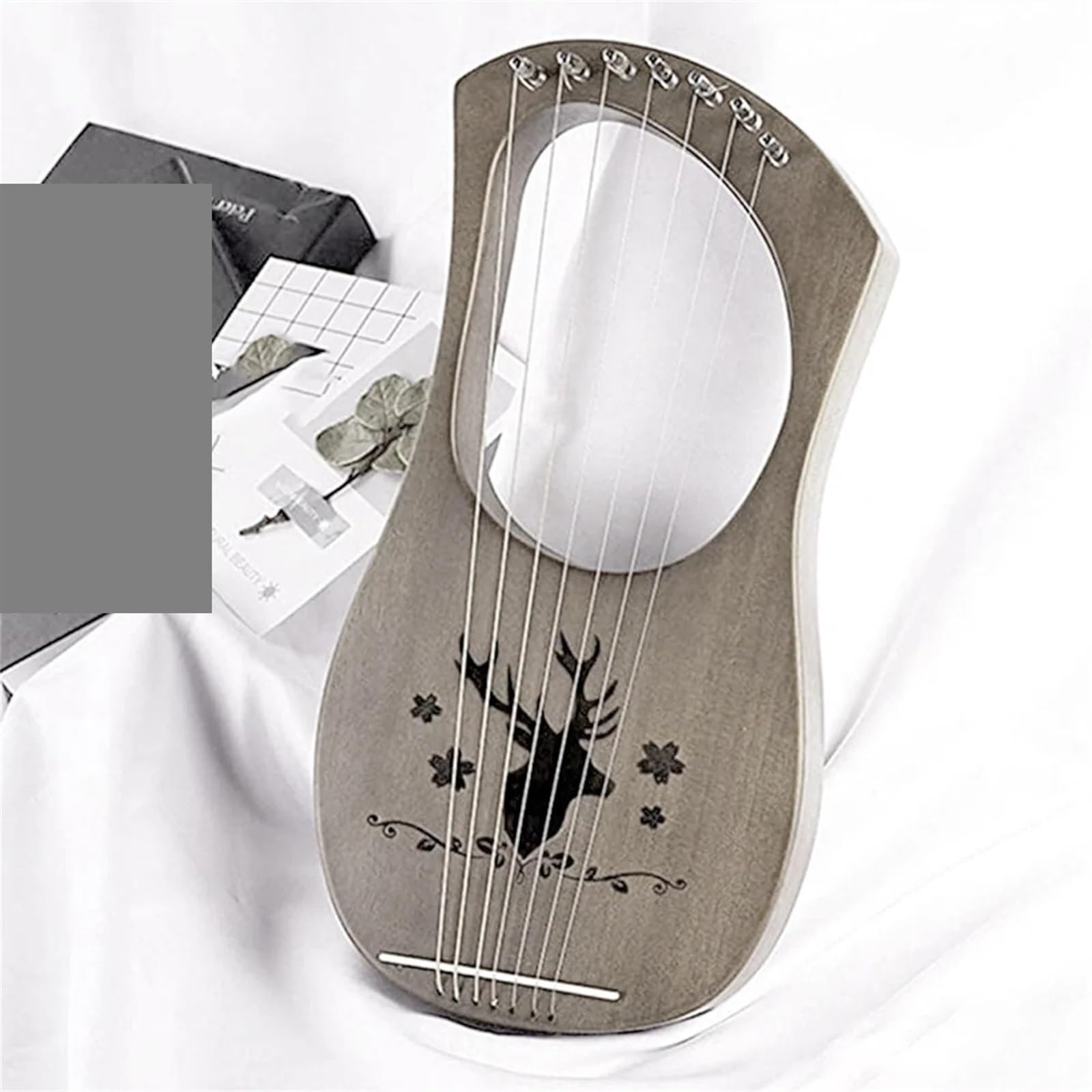 Arpa a lira Strumenti a corda for arpa a lira a 7 corde in legno massello di mogano con metallo