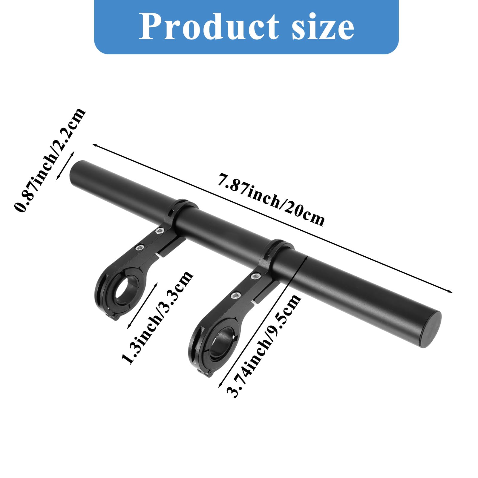 Przedłużenie kierownicy rowerowej, 20 cm, bardzo długie przedłużacze kierownicy ze stopu aluminium, z podwójnym zaciskiem, podstawa montażowa, pasuje do kierownicy 0,79-3 cm, do roweru elektrycznego