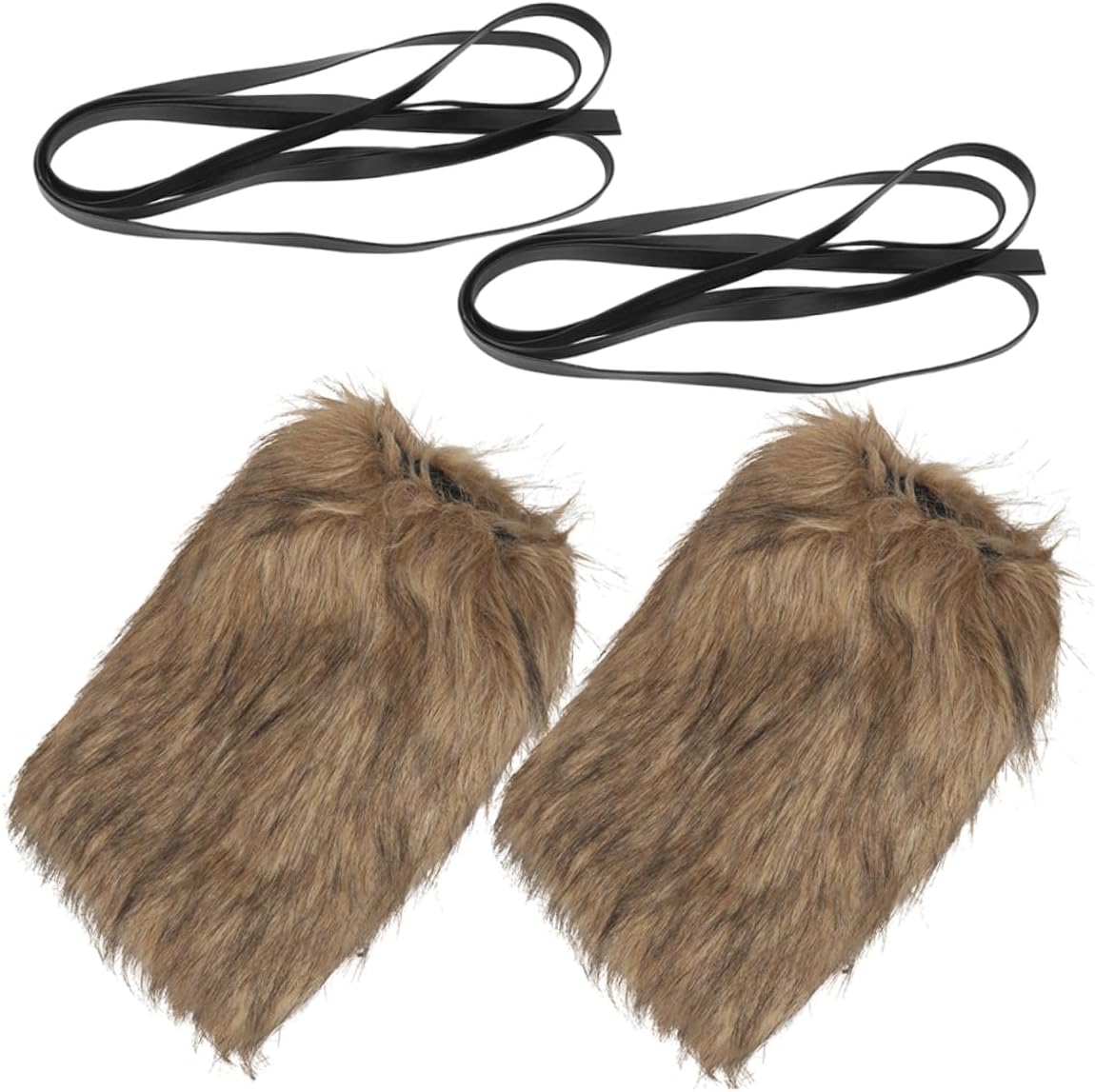2pcs Unisex Viking Leg Warmers Faux Fur Boot Covers for Winter Cosplay Retro Style Fuzzy Leg Wraps for Men and Women with Straps