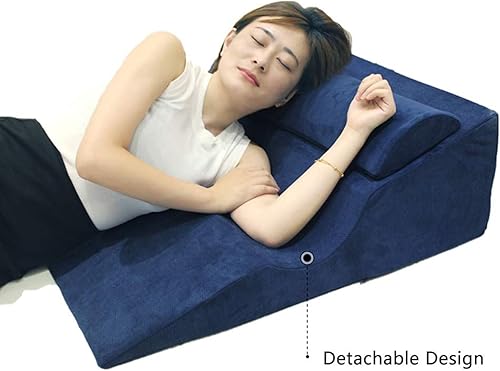 Miniatura 3 de Bed Wedge Pillow with Memory Foam Top, for Leg and Back Support Pain Relief Triangle Support Pillow, Wedge Pillows for Reading and Rest, with