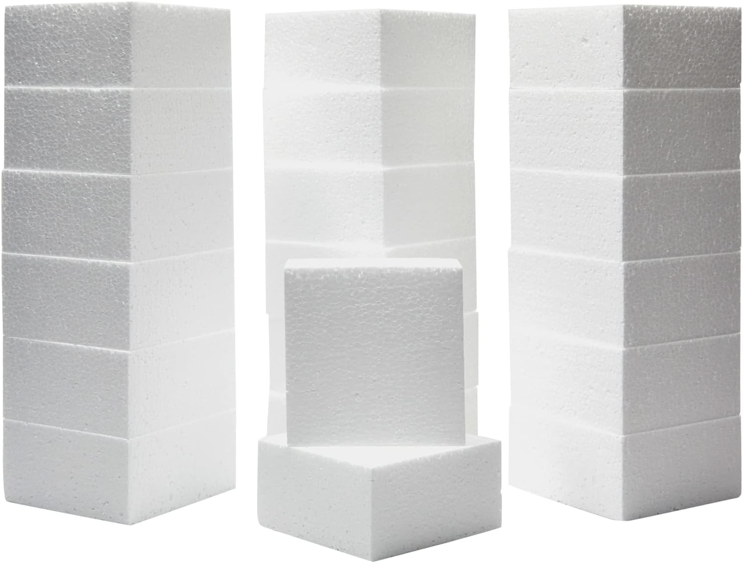 White Polystyrene Foam Block for Arts and Crafts, 20 Pack, 10.2 x 10.2 x 5 cm