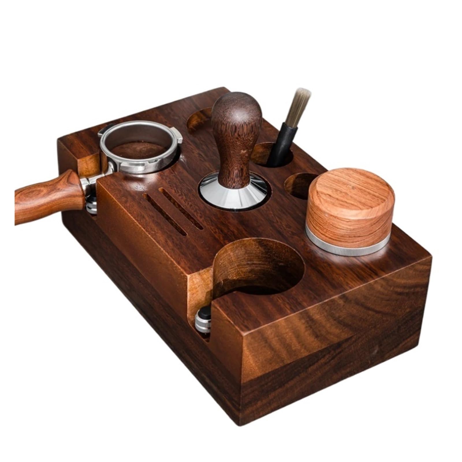 Soporte de Madera para prensar café y estación de prensado, Base organizadora de Accesorios de Barista para tapete de prensado de cafetería, Soporte (58 mm)