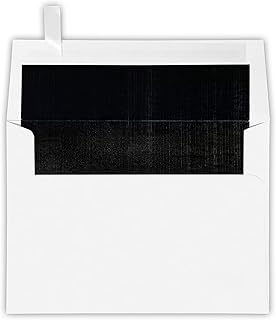 LUXPaper A7 Foil Lined Invitation Envelopes | Peel & Press | 5 1/4" x 7 1/4" | White w/Black LUX Lining | 60lb. Text | 50 Qty