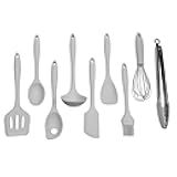 Chef Craft - Premium Silicone Kitchen Tools and Utensils Set, Non-Scratch, Withstands Temperatures up to 450°F, BPA-Free, 9 Piece Cooking Utensils Set, Gray