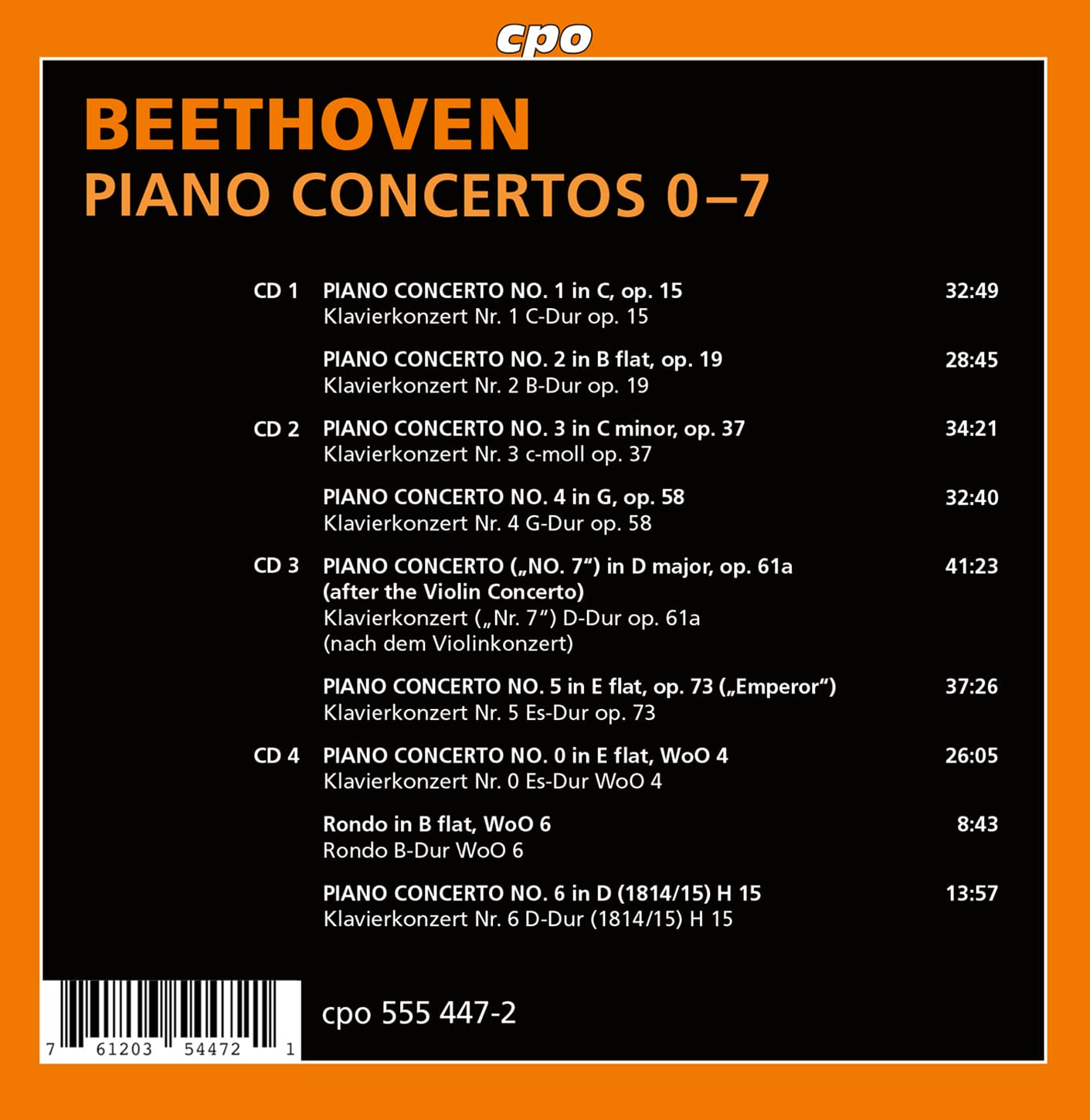 Ludwig van Beethoven: Piano Concertos 0-7; Rondo in B flat WoO 6