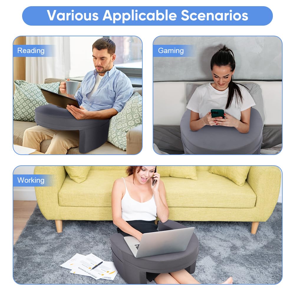 Poduszka do Czytania, Poduszka na Biurko z Pianki Memory, Duża Poduszka do Gier na Kolanach, Miękka Poduszka Podłokietnika do Laptopa z boczną kieszenią do Pracy na Drutach Sofa