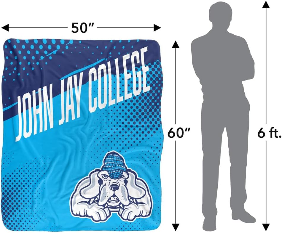 LOGOVISION John Jay College of Criminal Justice Fan Zone Silky Touch Sherpa Back Super Soft Throw Blanket 50"x60"