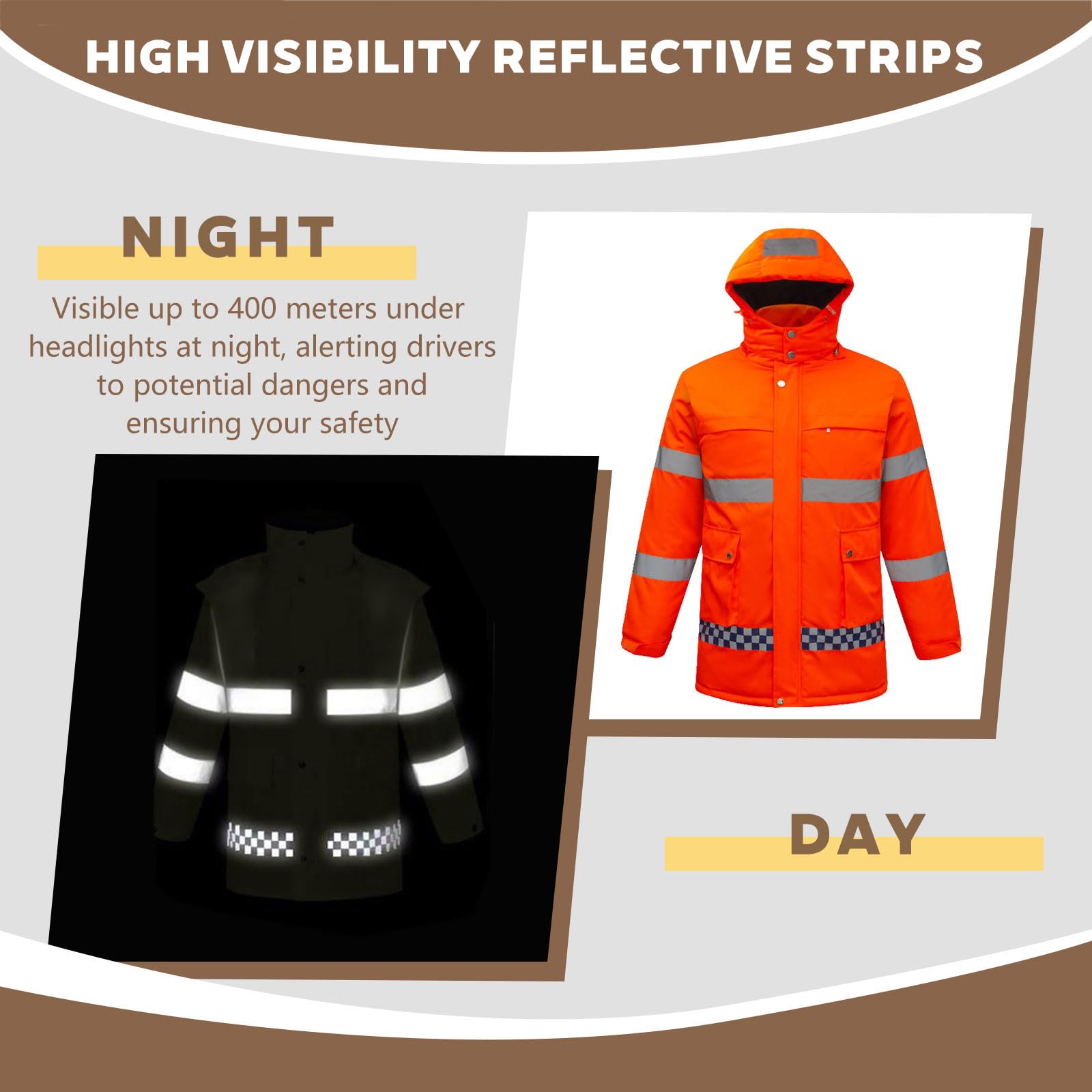Chaqueta calefactable, Chaqueta de Alta Visibilidad, Abrigos térmicos, Chaqueta de Trabajo Impermeable con Tiras Reflectantes, para Acampar al Aire Libre y senderismoGreen,4XL
