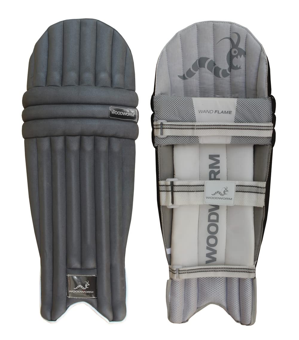 Woodworm Cricket Wand Flame Batting Pads Leg Guards, Ambidextrous, Youths, Black