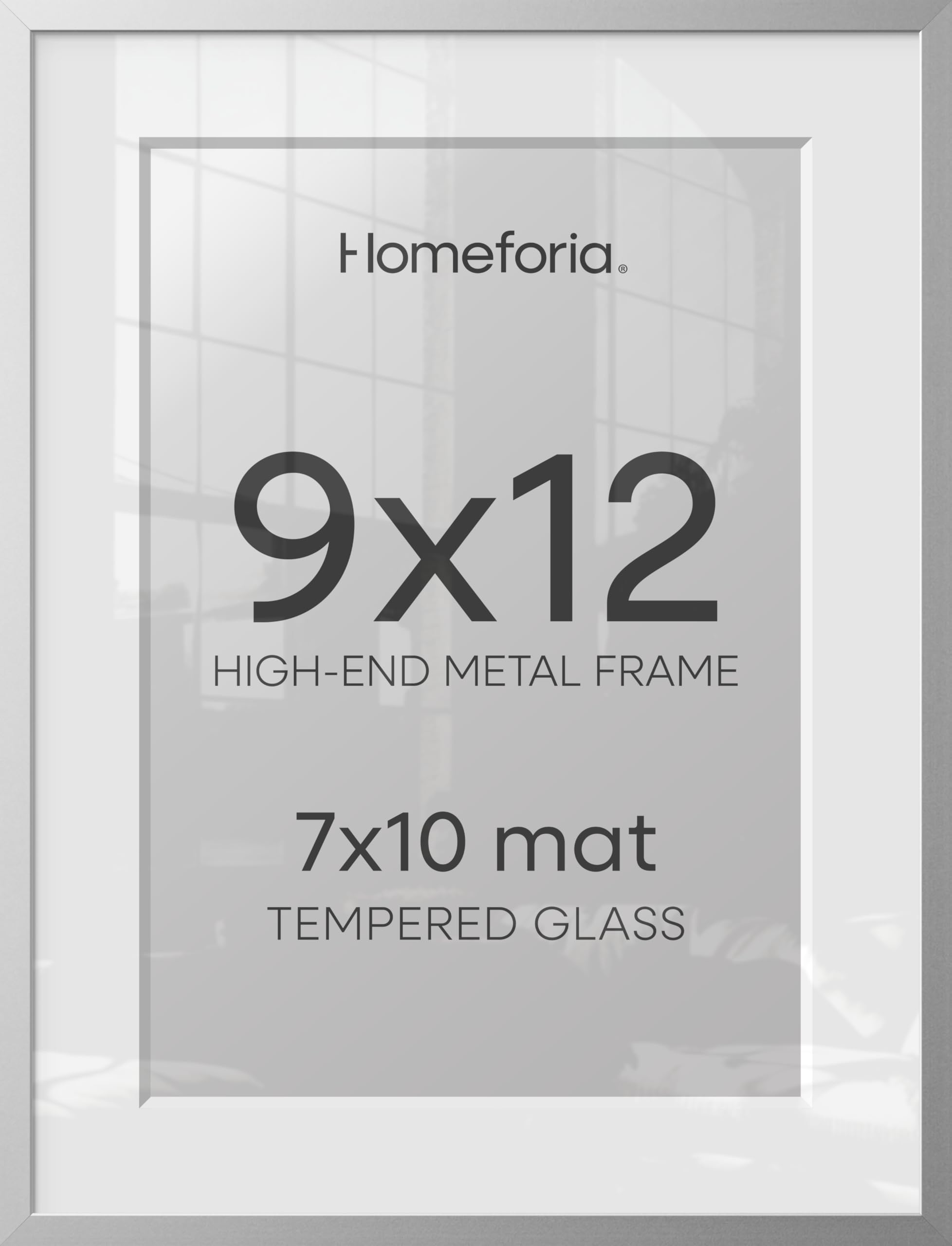 Homeforia 9x12 Silver Picture Frame, High-End Metal, 7x10 Mat, Glass | High End Aluminum, Tempered Glass, Acid-Free 7x10 Removable Mat, 9x12 in Edge-to-Edge Display 12x9, Wall Kit, Set Of 3