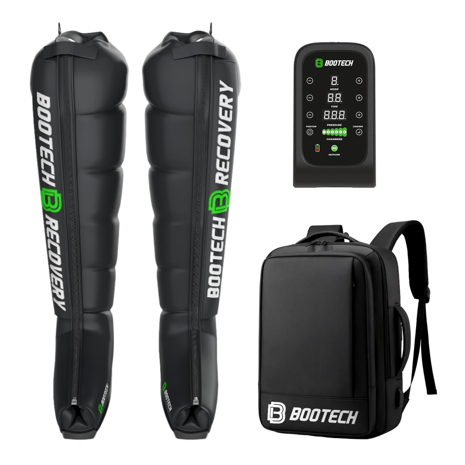 BOOTECH Presoterapia Premium Recargable para Casa, Masajeador de Piernas Cansados, Mejora la Circulación, Recuperación Muscular Drenaje Linfático Celulitis Bateria 6H,6 Camaras 3 Años Garantía(M)