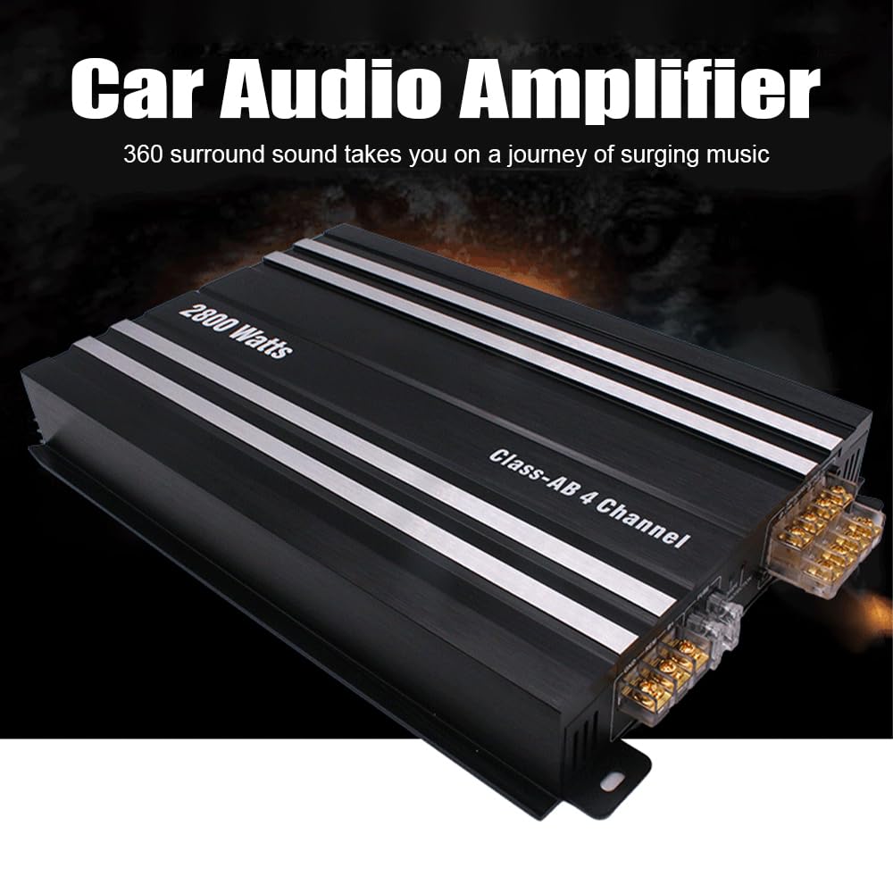 Amplificatore audio per auto Amplificatore per altoparlanti per auto a 4 canali di classe AB con audio stereo ad alta fedeltà, supporto 2/4 Ohm