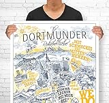 lieferlokal Stadtposter Dortmund in limitierter Auflage - 70x100 cm The Dortmunder Poster Unikat - Wandbild mit illustriertem Stadtmotiv - Kunstdruck Poster mit Editionsnummer
