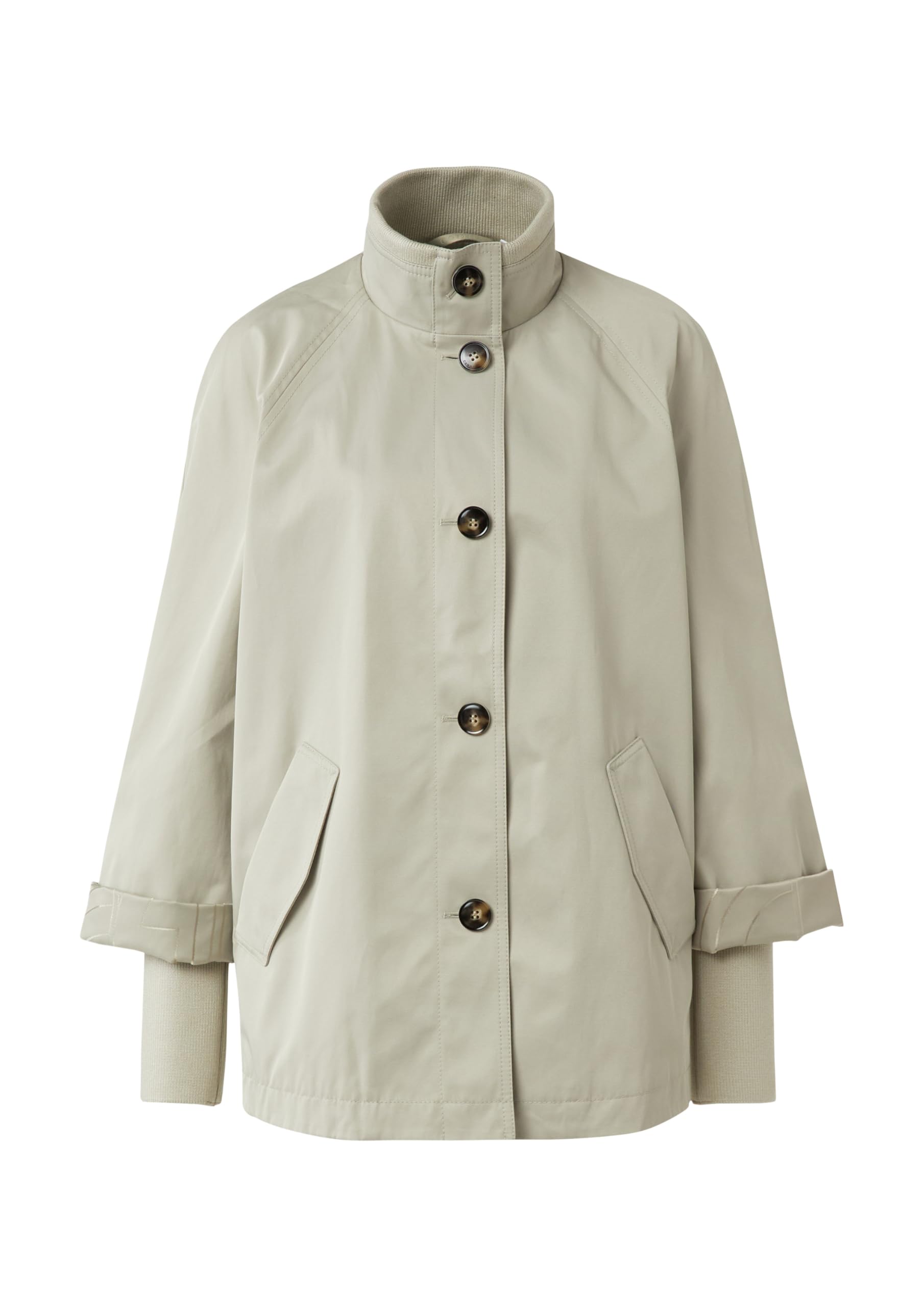 Comma Cape-Jacke im Relaxed Fit mit Stehkragen und Rippbündchen