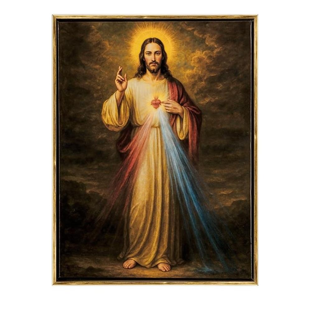 Tableau Divine Miséricorde DRW encadré aux finitions soignées 42 cm