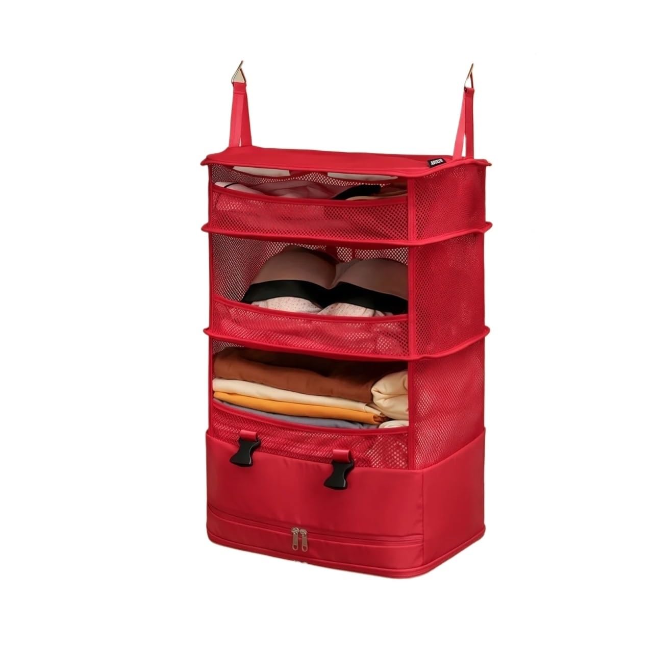 1pc 3-Layer Hanging Storage Bag, Multifunctional Organizer for Clothes & Home Goods(Red)