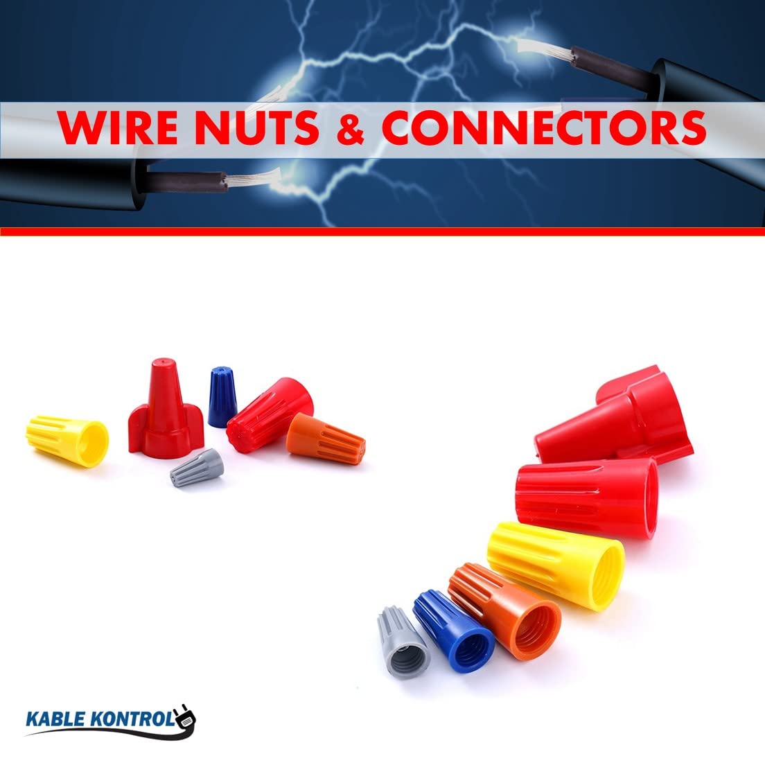 Kable Kontrol Wire Connectors for Electrical Wires 22-12 AWG - 100 Pcs - Winged Wire Caps Screw Terminals Twist fits Wire – Tan