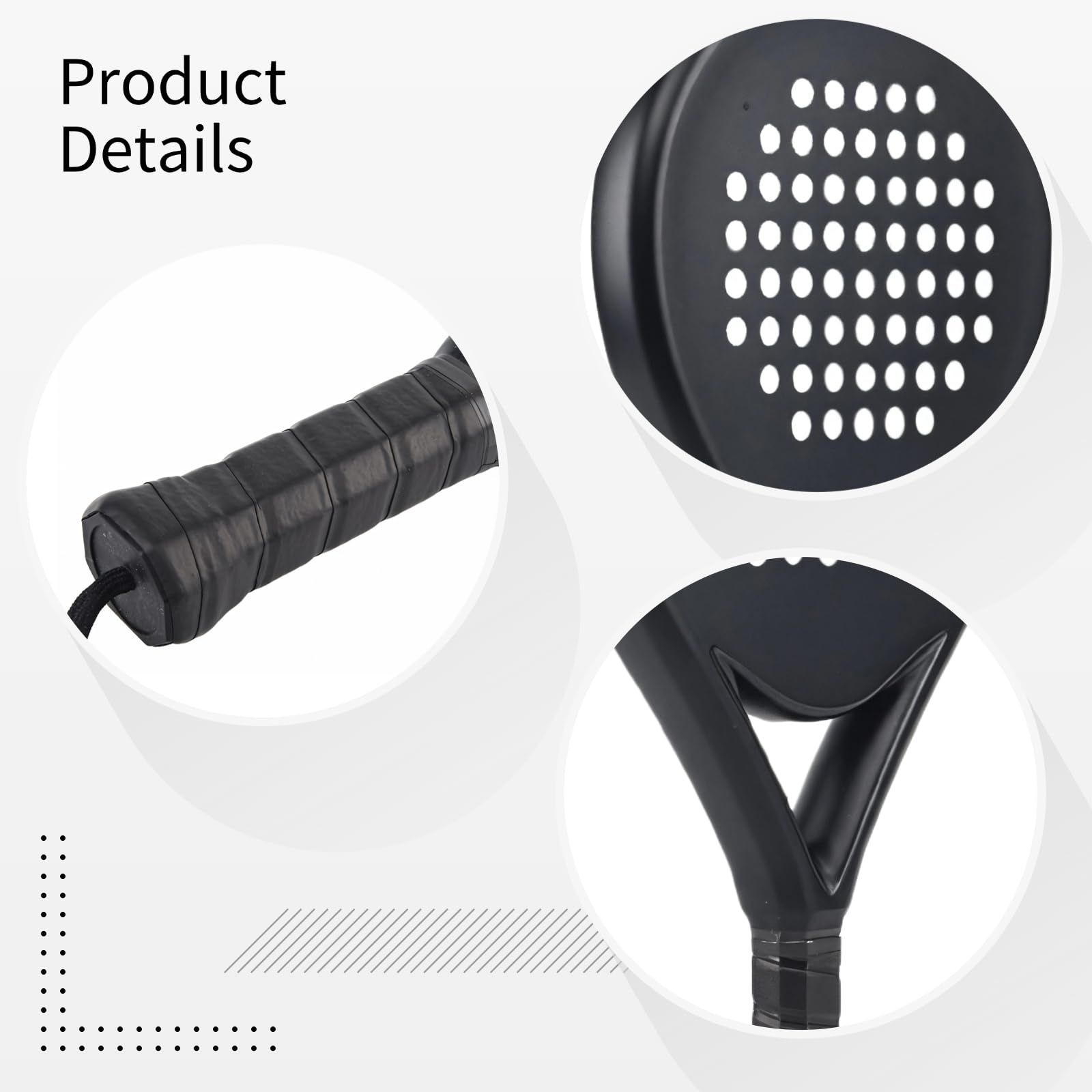 Racchetta da paddle leggera in fibra di carbonio, ideale per tutti i tipi di campo, con custodia protettiva, ottima idea regalo per tennis