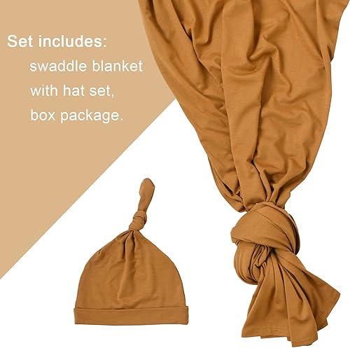 Miniatura 82 de Conjunto de manta para recién nacido con sombrero, conjunto de manta para bebé, manta de recepción de hospital para niñas y niños (azul bebé) Azul