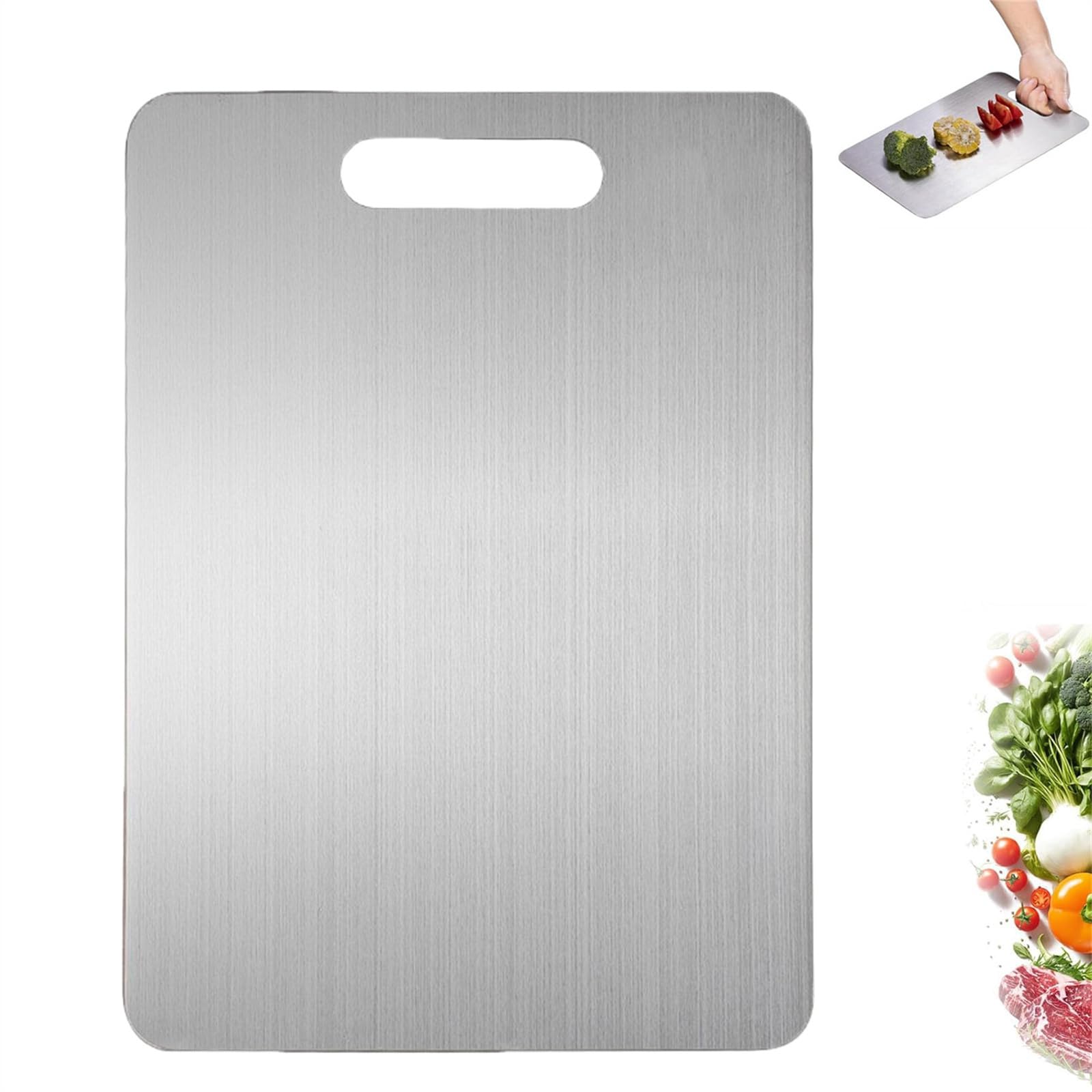 Cutium Titanium Chopping Board, Titanium Cutting Board with Grip Handle，L