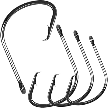 Fishing Circle Hooks Strong High Carbon Steel Offset Catfish Fishing Hooks for Bass Trout Freshwater Saltwater