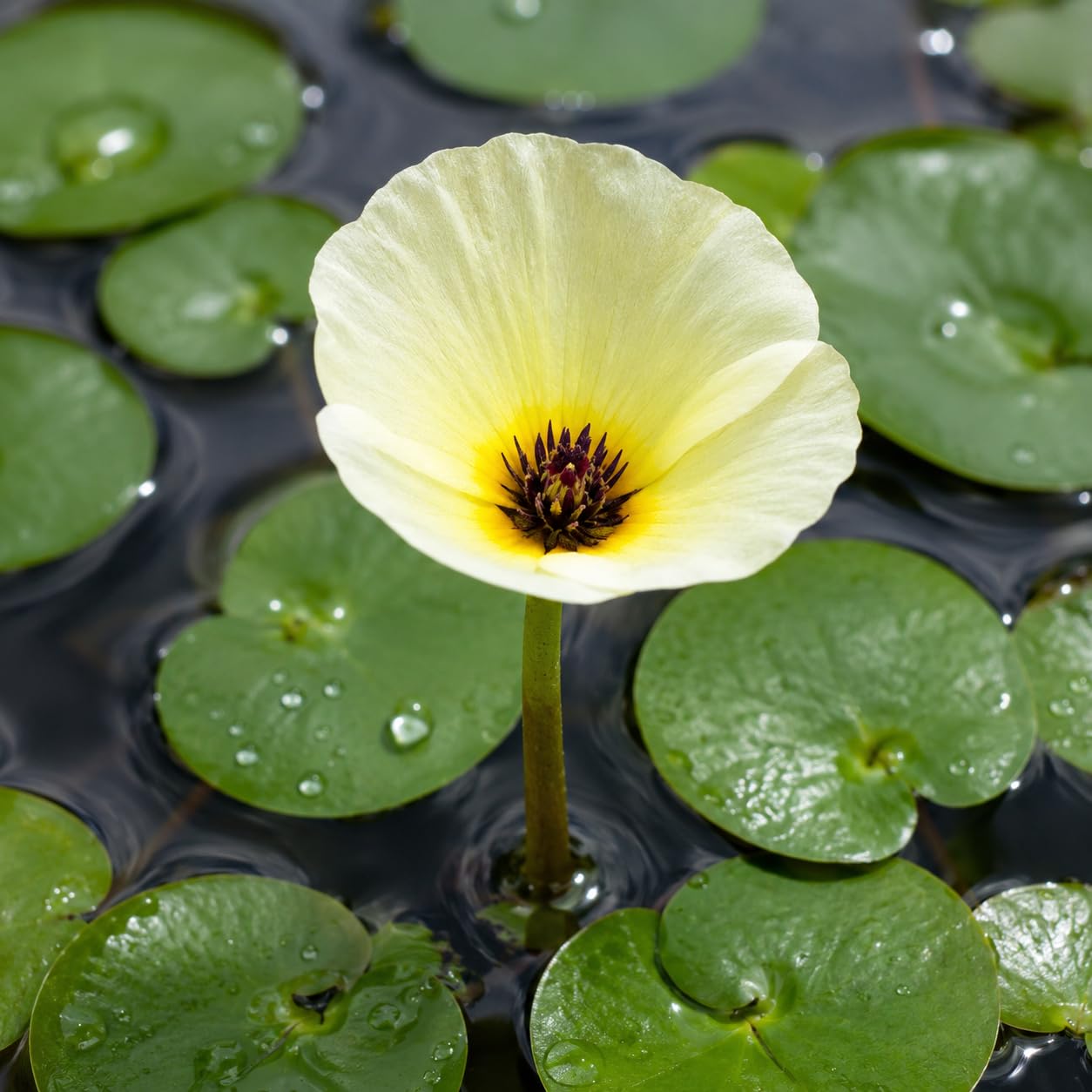 Water Poppy Floating Aquatic Plant, Cream Yellow Flowers | Round Green Leaves, Pond Water Garden-image-43