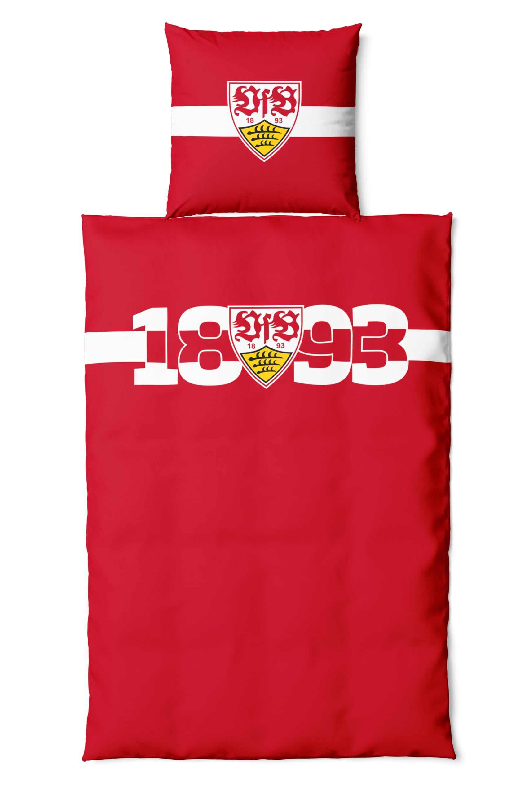 VfB Stuttgart Bettwäsche Brustring 135x200 cm – Offizielle VfB Fan Bettwäsche 2-teilig mit Kissenbezug – Fußball Bettbezug Bundesliga – Geschenk für Fans & Kinder