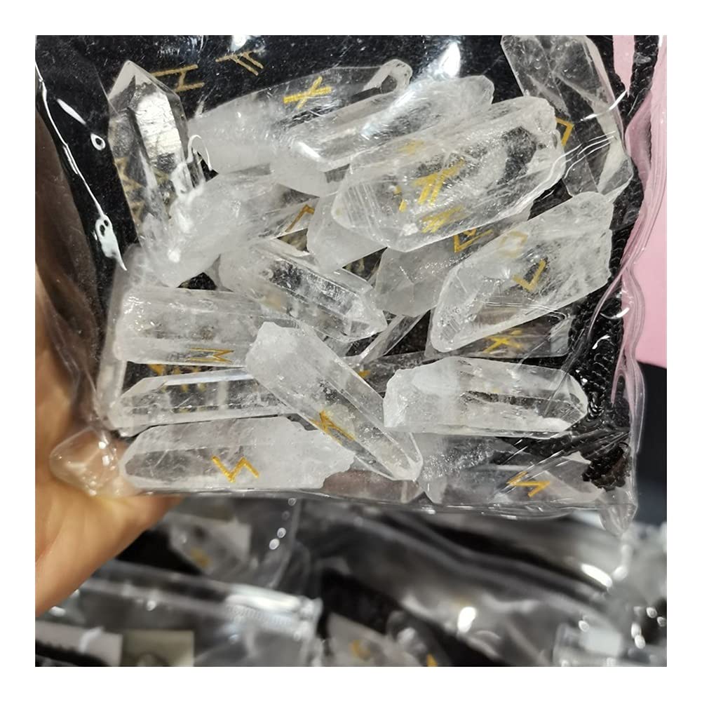 Regalo for la Familia Roca Natural Cuarzo Cristal Transparente Runa Runas Blancas Piedra Adivinación Adivinación Curación Colección de Regalos Piedra de la Suerte Inicio Colecciones