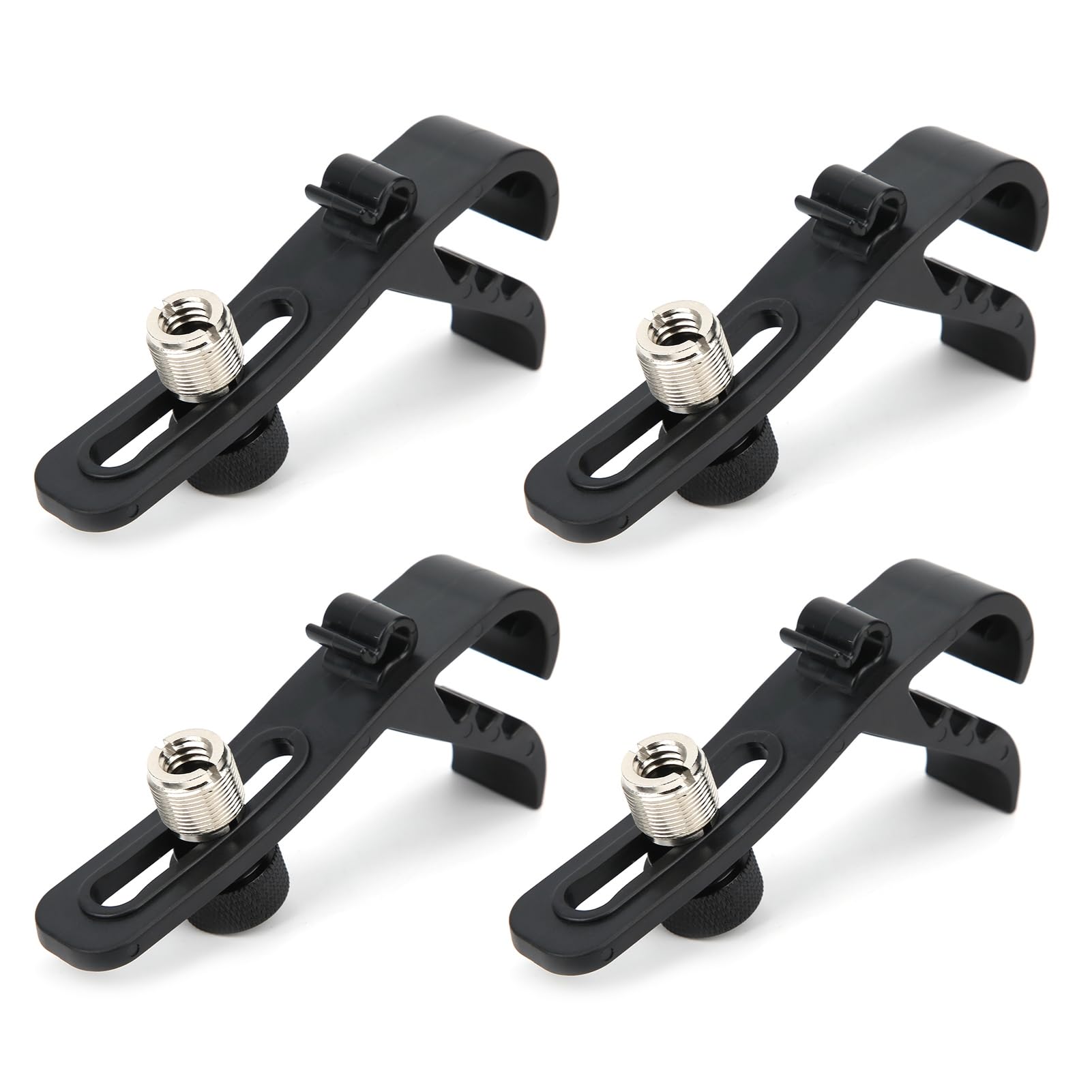 4Pcs Drum Microphone Clip, Microphone Drum Mount Drum Rim Mic Clips Drum Microphone Clamp Shockproof Securing Clamp Holder Musical Instrument Supplies