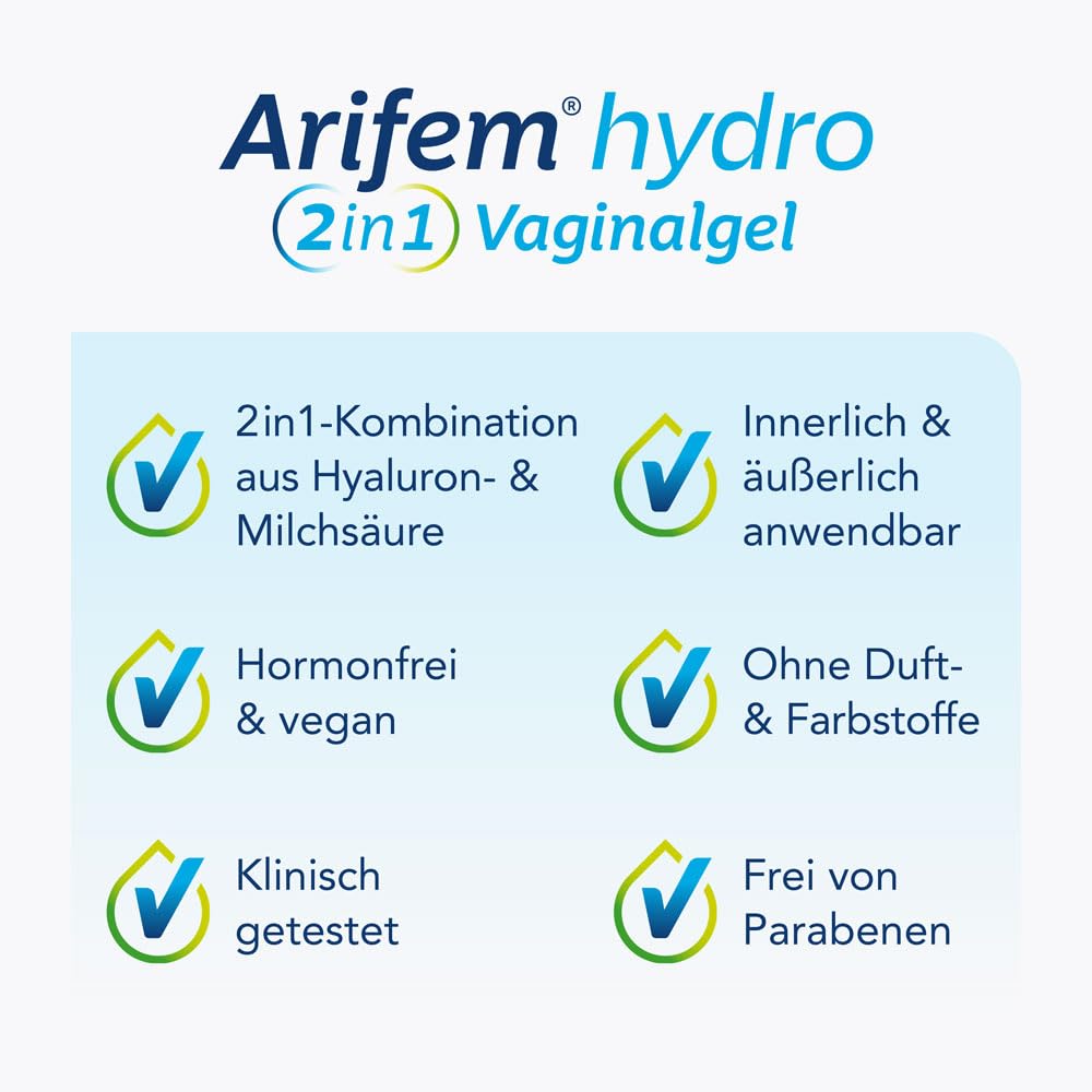 hydro 2in1 Vaginalgel mit Hyaluronsäure & Milchsäure – hormonfrei, pH-regulierend, für innere & äußere Anwendung – Sanftes Vaginalgel bei Scheidentrockenheit – 3x30 ml