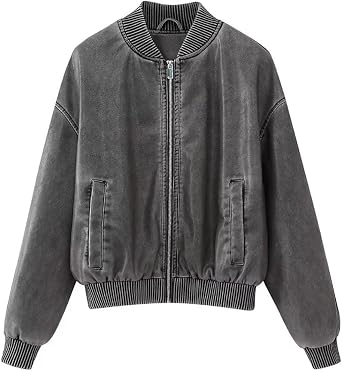 Fulbant Women Pocket Pilot Jacket Zipper Vintage Long Sleeve Spring Autumn Causa Street Loose Coats