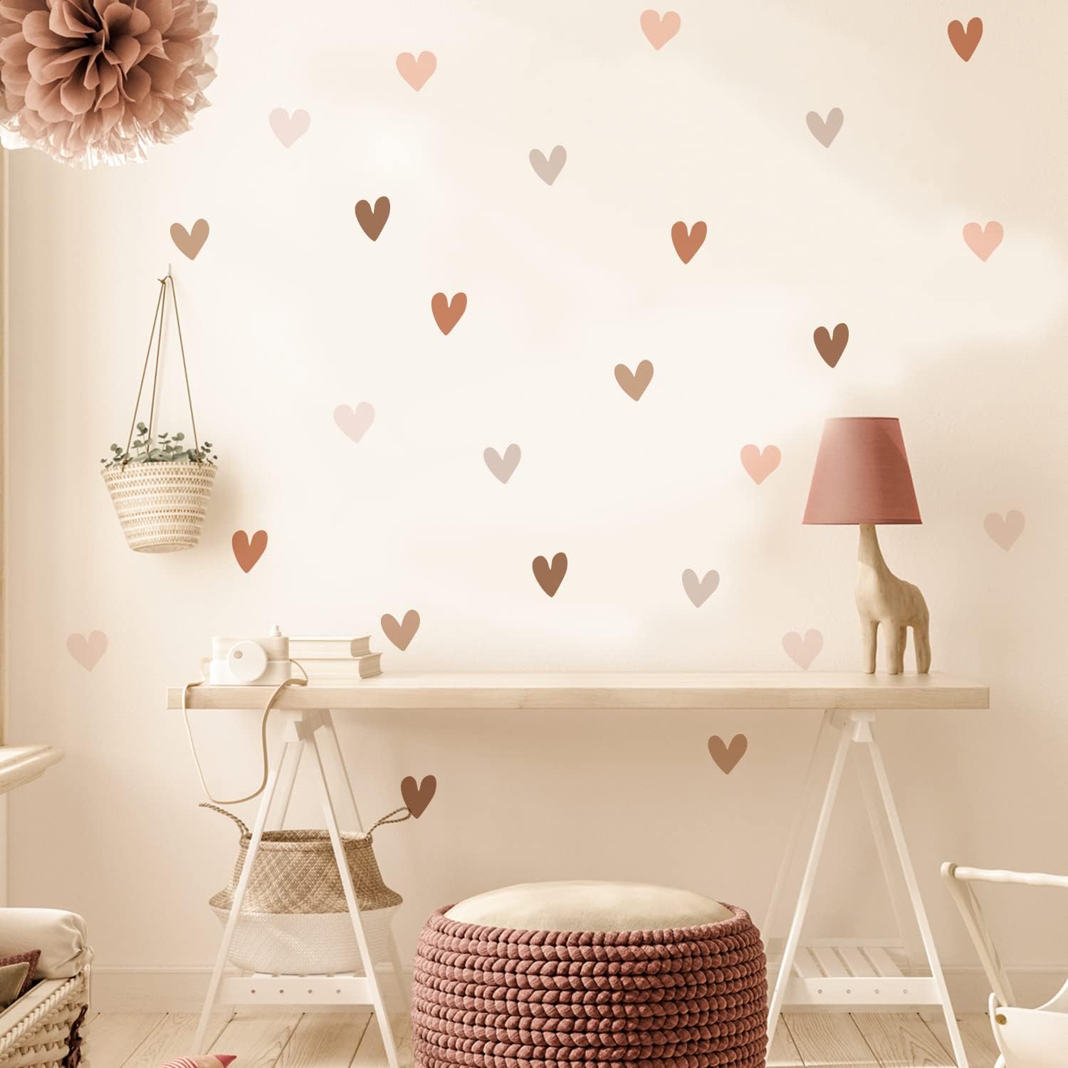 Boho Wall Stickers for Kids | DIY Decorative Art Decor for Nursery, Removable Vinyl Sticker for Girls Bedrooms, Nursery, Baby Room,Play Room,Kids Room,Peel and Stick | Cute Heart Kids Wall Decals (P9)
