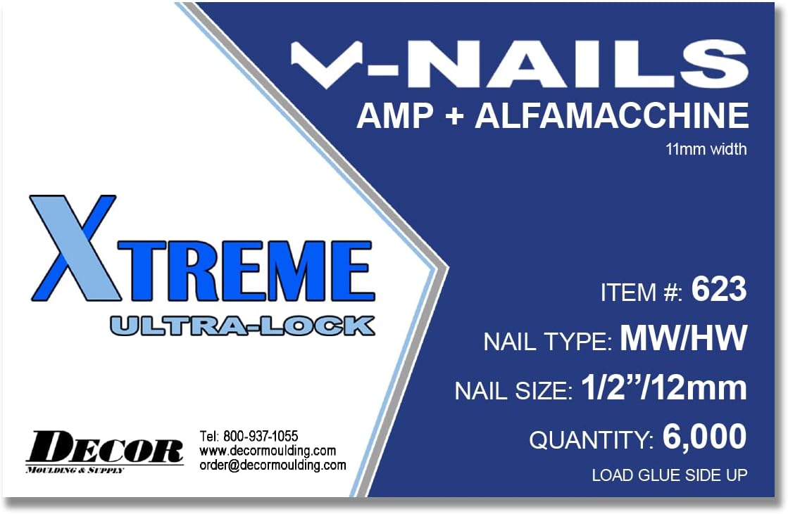 Framer Supply V-Nails for AMP, Hardwood & MDF, 1/2 Inch (12mm), Pack of 6000