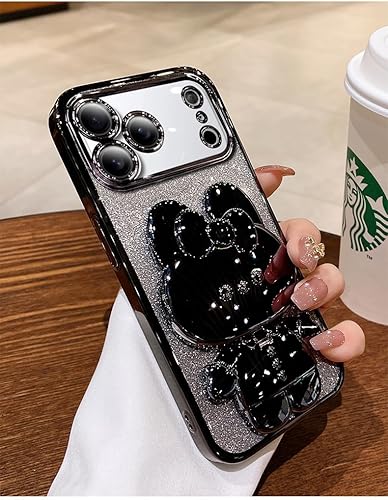 Spevert for iPhone 17 Pro Case Luxury Glitter Case with Cute Rabbit Stand,Glitte