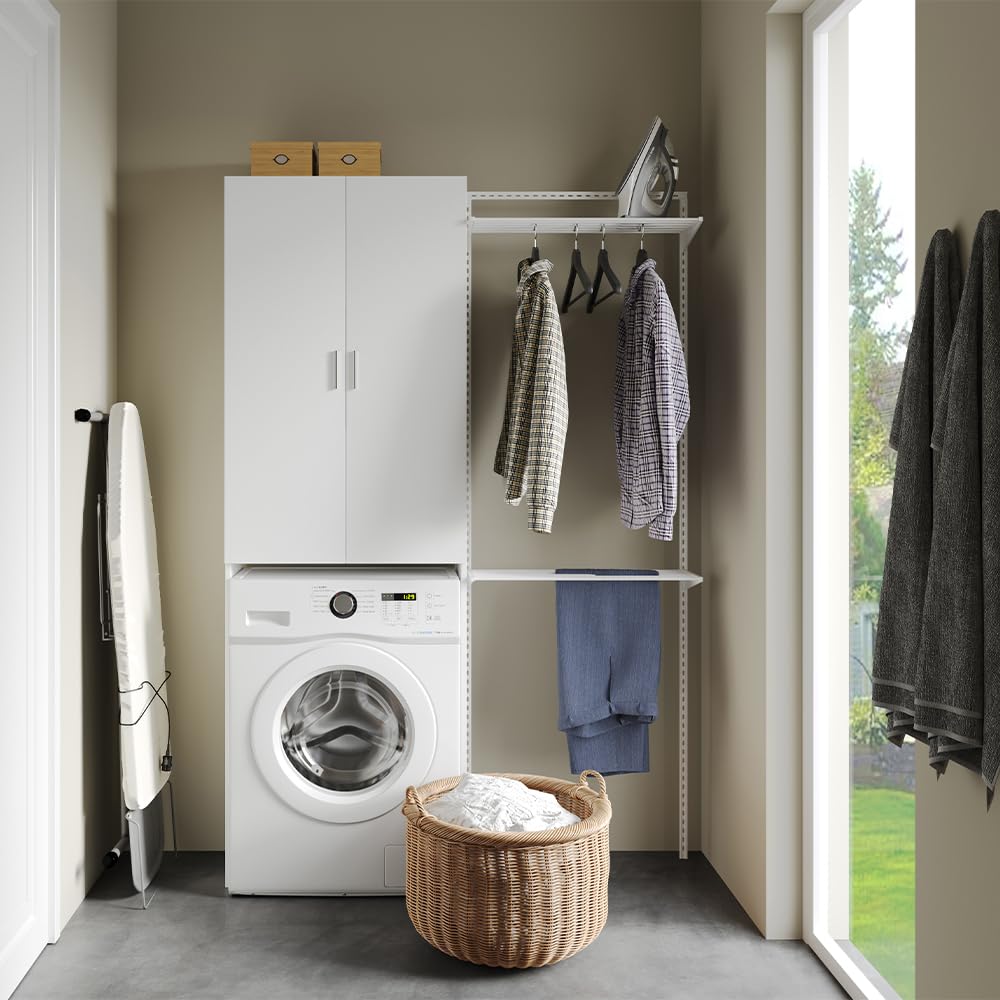 Vicco Mueble de Lavadora Martha, Blanco, 64 x 190 cm | con 2 puertas largas, para almacenar detergente y artículos de baño