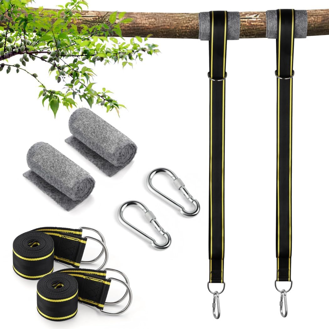 High-Density Polyester Straps, Easy to Hang Any Swing, Tree Swing Straps Kit, Extra Long 10Ft Hanging Swing Straps with Pads, Carabiners, Stickers, Hold Up to 2800Lbs
