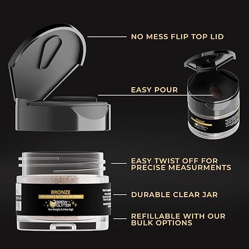 Miniatura 144 de Brew Glitter - Purpurina comestible para bebidas, cócteles, cerveza, adornar bebidas Certificado Kosher y Halal 100% comestible y de grado Azul