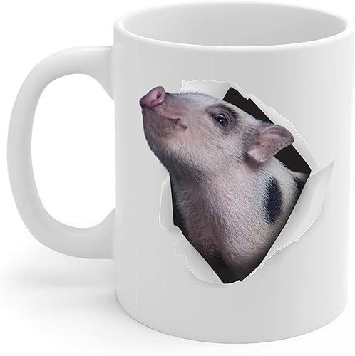 Divertidos mini Juliana Pig mamá y papá regalos con aspecto de mascota taza de café blanco 11 oz