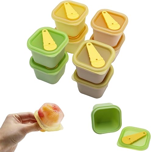8 Pack Ice Cube Trays with Lids, Silicone Stackable Easy Release Molds