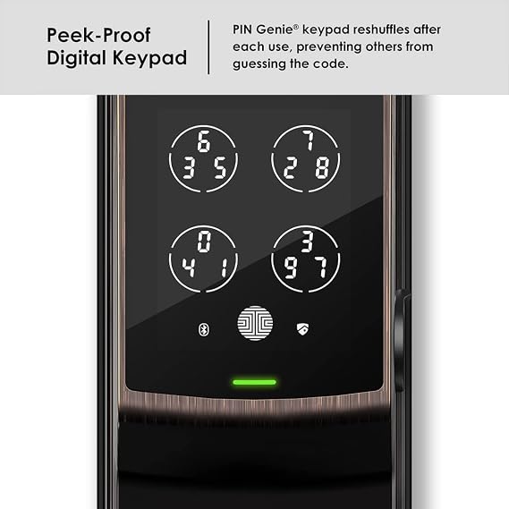 Lockly Secure Plus Smart Door Lock, Keyless Entry with Fingerprint & RFID Card, PIN Genie Keypad, App Control, Bluetooth Deadbolt, Auto-Lock & Easy DIY Installation, No Monthly Fees