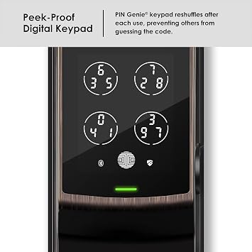 Lockly Secure Plus Smart Door Lock, Keyless Entry with Fingerprint & RFID Card, PIN Genie Keypad, App Control, Bluetooth Deadbolt, Auto-Lock & Easy DIY Installation, No Monthly Fees