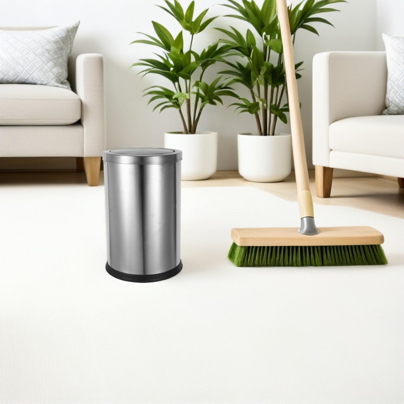 Bote de Basura de Acero Inoxidable Cilíndrico Tapa de 9l