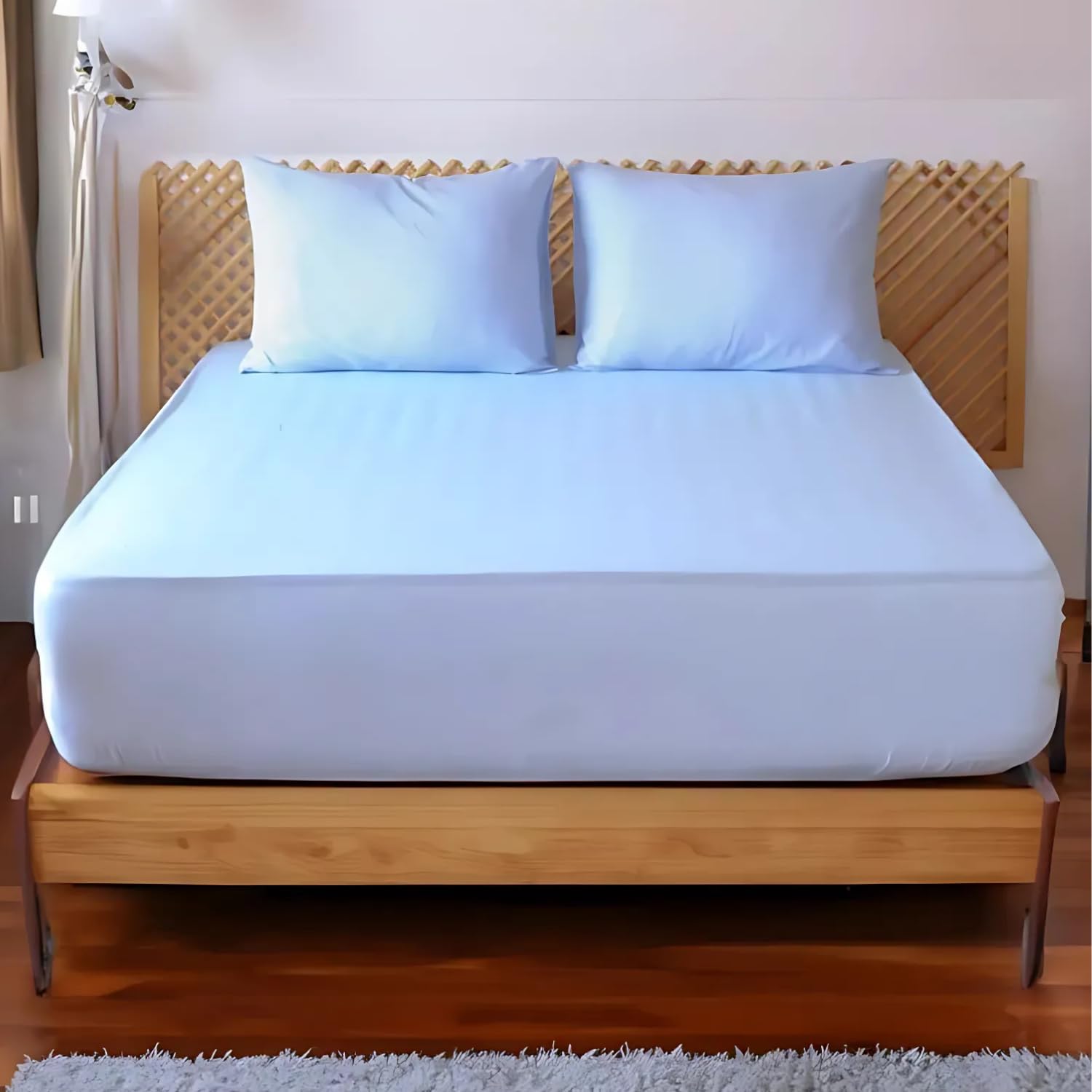 Deep Fitted Sheets Double Bed with 2x Pillowcase - Cotton and Polyester Made - Extra Deep ...