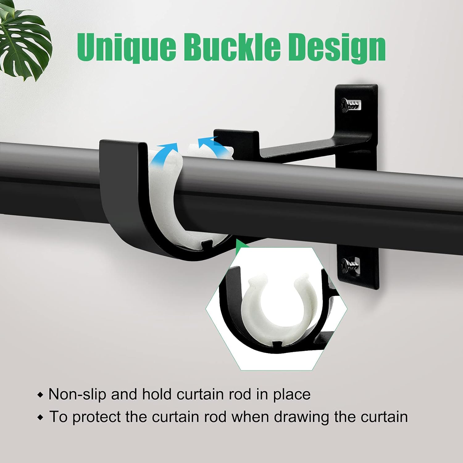 TOKPLNU Curtain Rod Bracket, Heavy Duty Curtain Rods Holders Black Rod Hooks Hangers for Wall Brackets Drapery Support Fit for 1 Inch Drape Rods, 10 Pack