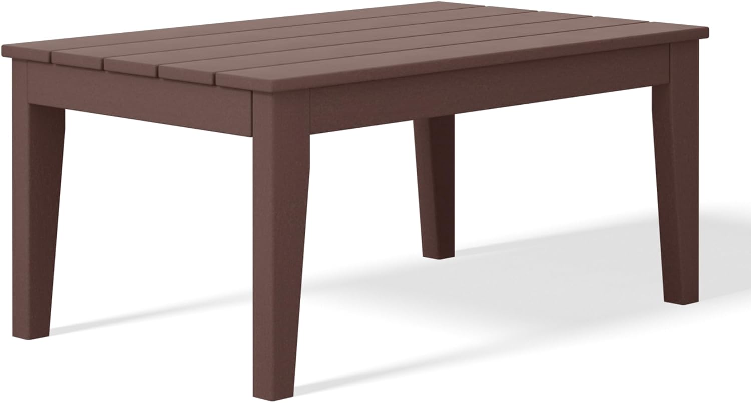 WestinTrends Malibu Low Outdoor HDPE Patio Rectangle Coffee Table, Dark Brown