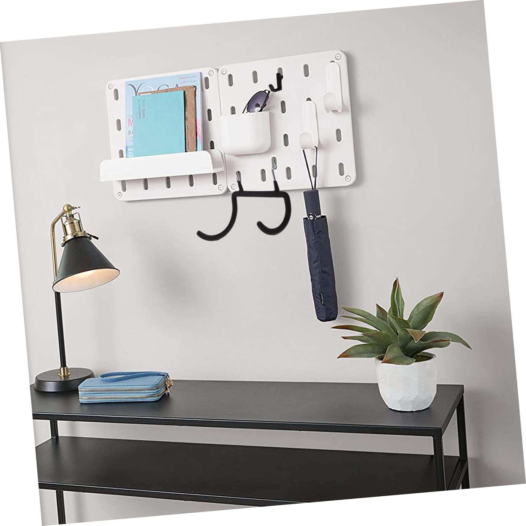 FUNOMOCYA 4pcs Pegboard Hooks Drill Holders Heavy Duty Hooks Peg Board Heavy Duty Clothes Hanger Wall Mount Clothes Rack Pegboard Drill Holder Peg Hook Pegboard Hangers Steel Black