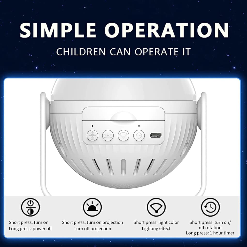 IOIUSKKU Dormitorio Proyector Luz Mesita de noche Gabinete de noche Alimentado por USB Ajustable Cielo estrellado Proyección Lámpara de noche Vacaciones