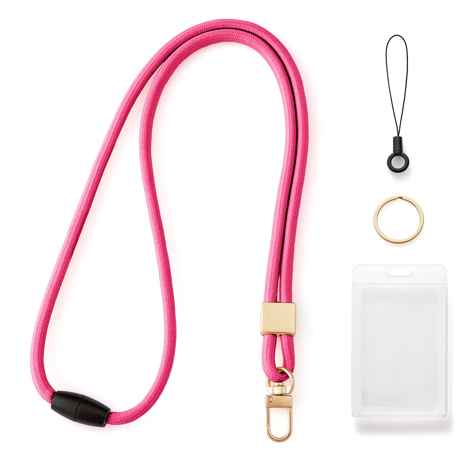 CHUQING Schlüsselband zum Umhängen Ausweishalter mit Band Rosenrot | 49cm Polyester-Lanyard mit Sicherheitsverschluss und Ausweishalter, für Ausweise und Schlüssel im Büro oder auf Reisen