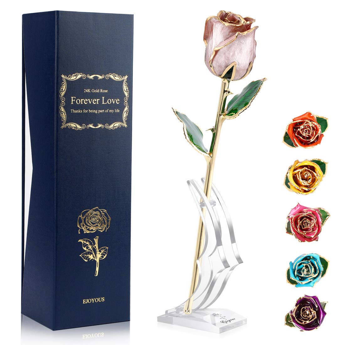 Ejoyous 24K Gold Dipped Rose, Romantic Valentines Day Gift, Wedding Anniversary Birthday Keepsake Present Marriage Proposal Sentimental Gifts for Wife Girlfriend, Champagne with