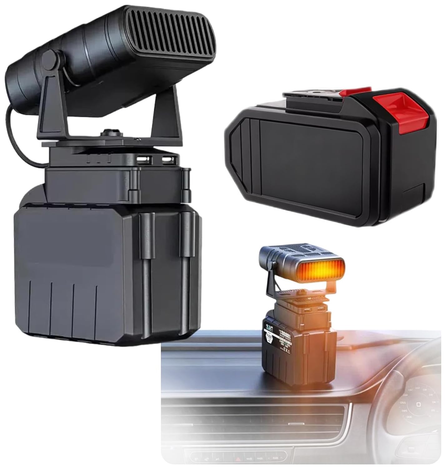 ポータブルバッテリー駆動コードレス車載ヒーター デスクガラス凍結防止 車載用冷暖房器具 除霧 霜取り ガラス凍結防止 高速暖房/除霜機能 小型スペース用 電気 SUV/デスク 小部屋対応(静音設計)防寒グッズ USB充電式ハンドウォーマー (車載ヒーター デスク(2電)